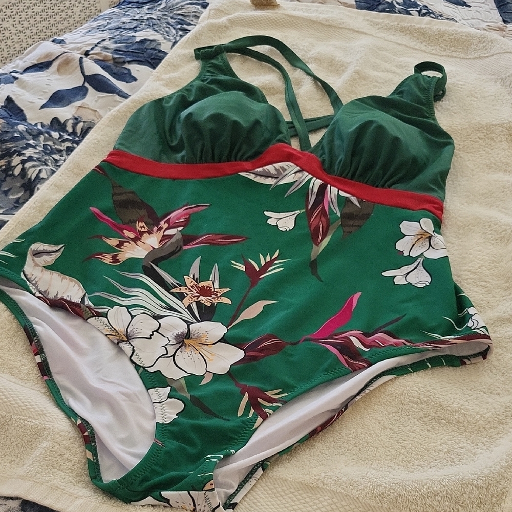 Floral Green One-Piece Swimsuit